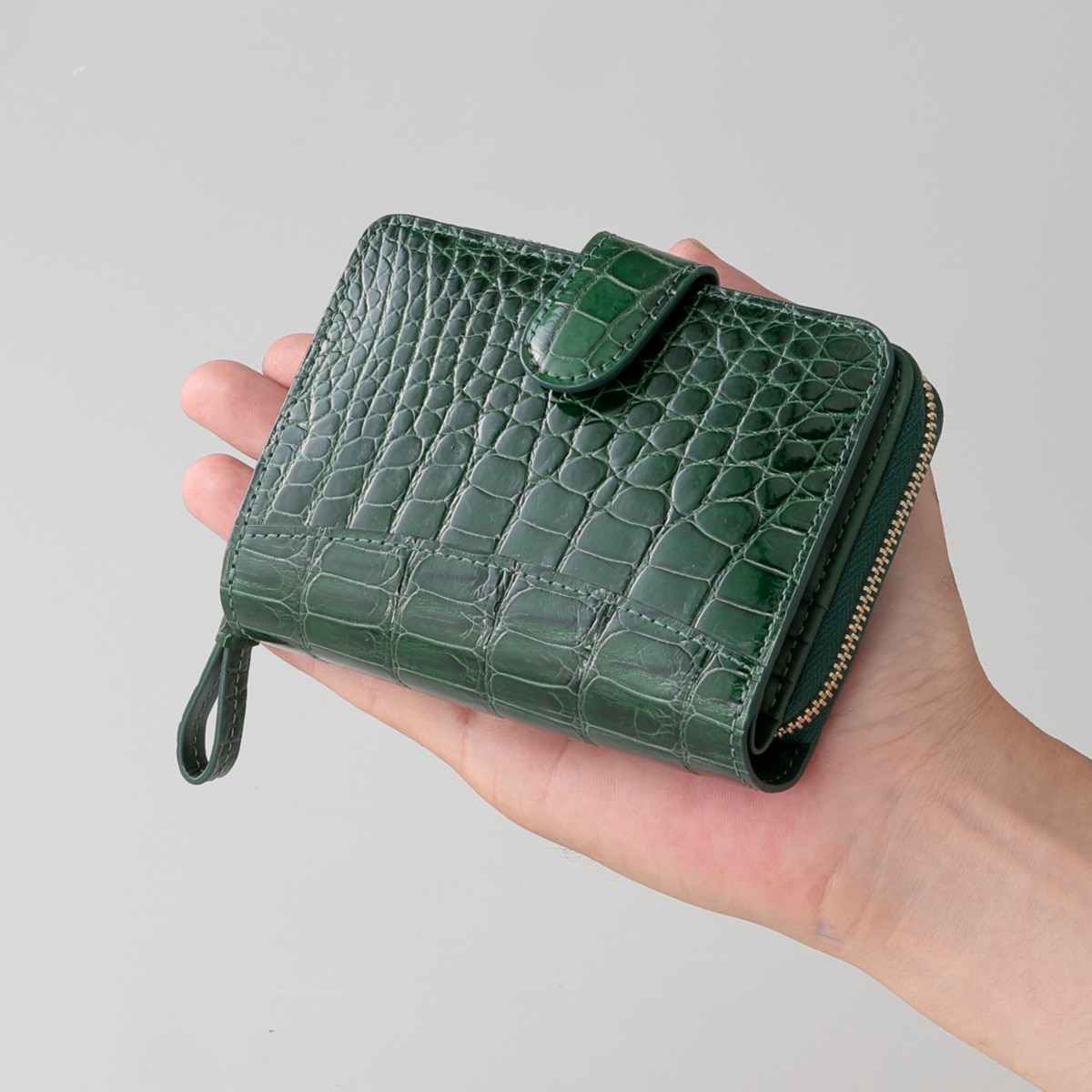 ten⭐︎イタリアZUMA社クロコ コンパクト財布　グリーン 10/14～10/16】イタリアZUMA社シャイニングクロコ財布 | ABC
