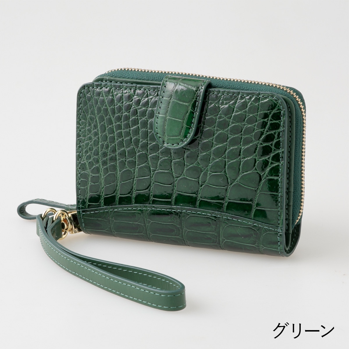 ten⭐︎イタリアZUMA社クロコ コンパクト財布　グリーン 10/14～10/16】イタリアZUMA社シャイニングクロコ財布 | ABC
