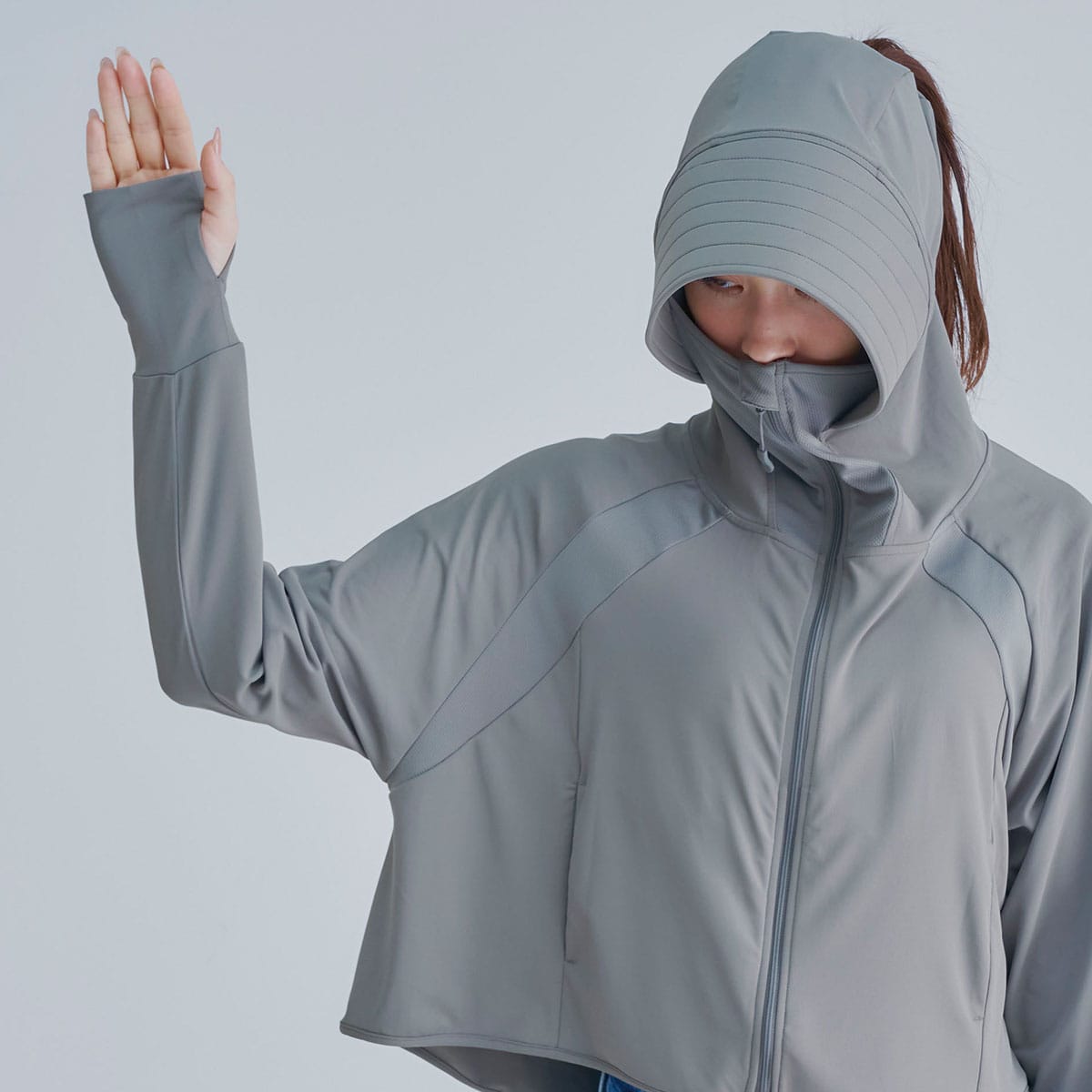 まゆみーん【新品】爽壁 UVパーカー　グレーピンクラベンダー　6点おまとめ 6/29～7/1】サンブロックラボ爽壁PlusフェイスガードUVパーカー より