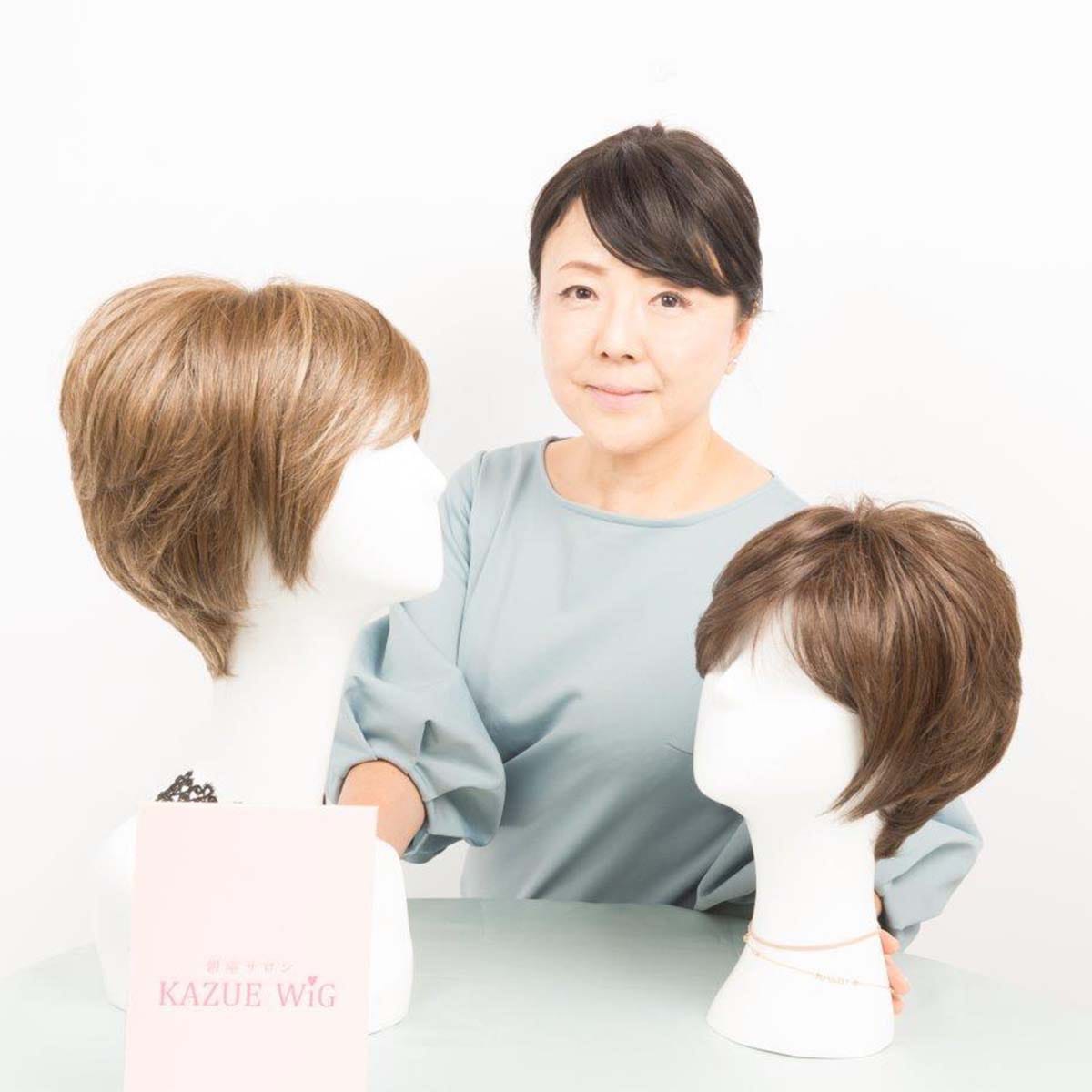 未使用！銀座サロン KAZUE WIG フェミニンショート オリーブグレー